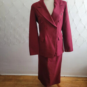 Retro Suit by Jennifer James / 2 Piece Suit / Burgundy/Merlot / Size 10